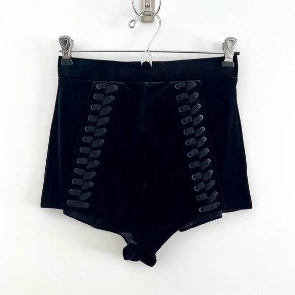 Alex Perry Nixon high-rise velvet hot shorts. Black High-Waisted. Size 6 (S/M)